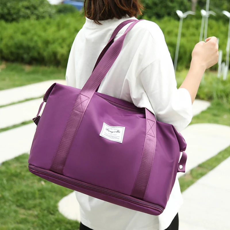 Женская спортивная сумка для йоги, Влажная Сухая Отдельная сумка, спортивные сумки большой емкости, Расширяемый пакет для хранения багажа для путешествий на выходные XM2485