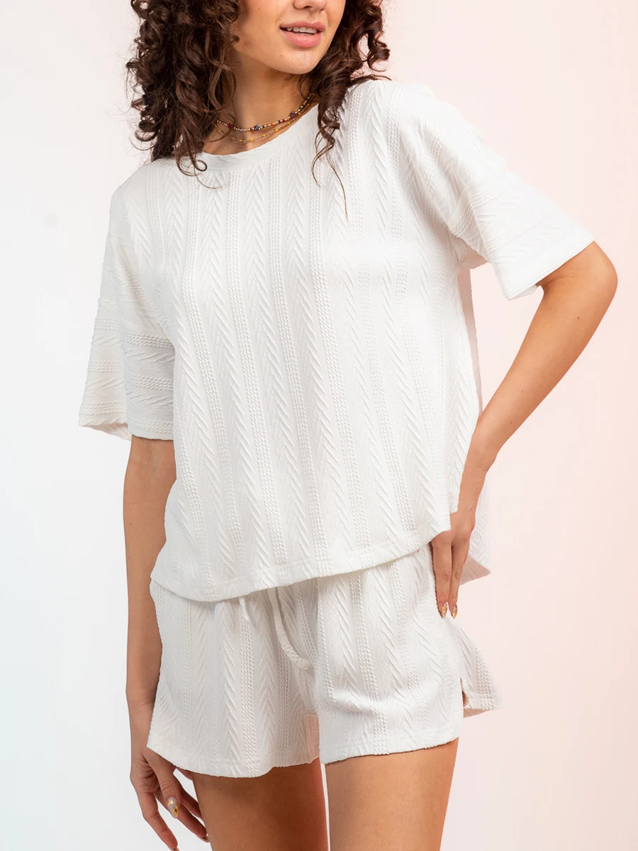 Женский комплект для отдыха MALCIKLO из 2 предметов, пижамный комплект, топы в полоску с длинным рукавом, шорты на шнурке, комплекты пижамной одежды3