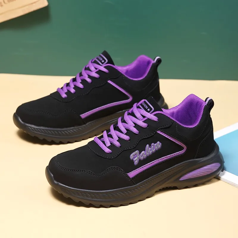 Зимние новые хлопчатобумажные туфли с плюшевым утеплителем для женской обуви с водонепроницаемой кожаной поверхностью и толстой подошвой для спортивной обуви4