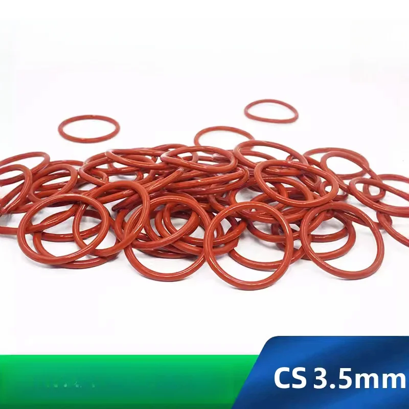Изготовленные на заказ силиконовые уплотнительные кольца CS 3,5 мм VMQ, Термостойкие уплотнения для механического оборудования, красный0