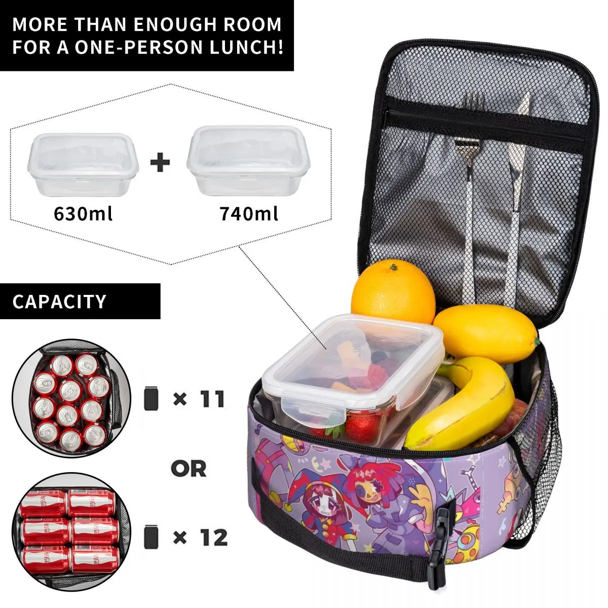 Изолированная сумка для ланча The Amazing Digital Circus Merch Jax Pomni Zooble Food Box Новое поступление, термоохладитель для ланча-бокса3