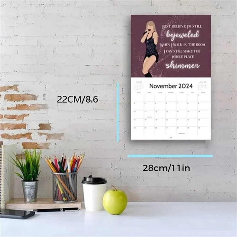 Календарь на 2024 год, музыкальные плакаты, обложка альбома, плакат, Календарь для фанатов, подарок любителю музыки, 11 дюймов x 8,5 дюймов5