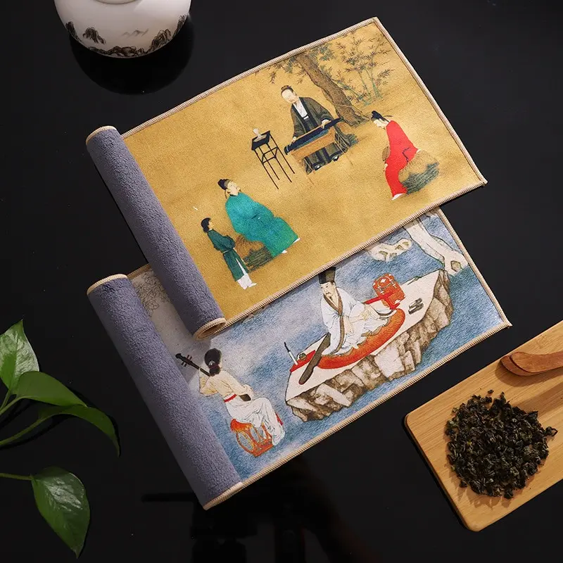 Китайское профессиональное кухонное полотенце с тряпичной росписью, супер Впитывающий высококачественный набор для чистки чая, Аксессуары для ковриков для чашек0