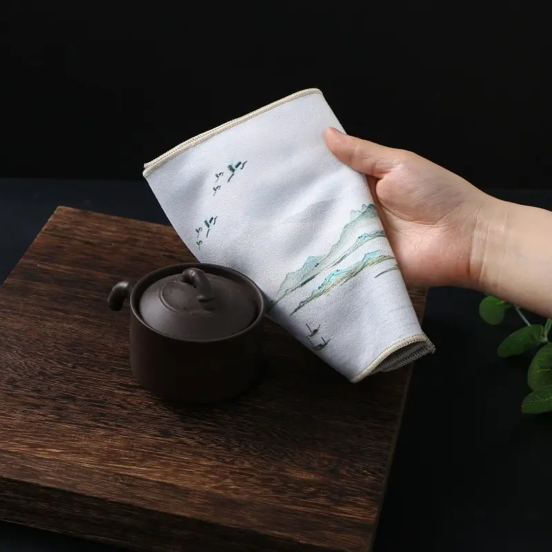 Китайское профессиональное кухонное полотенце с тряпичной росписью, супер Впитывающий высококачественный набор для чистки чая, Аксессуары для ковриков для чашек1