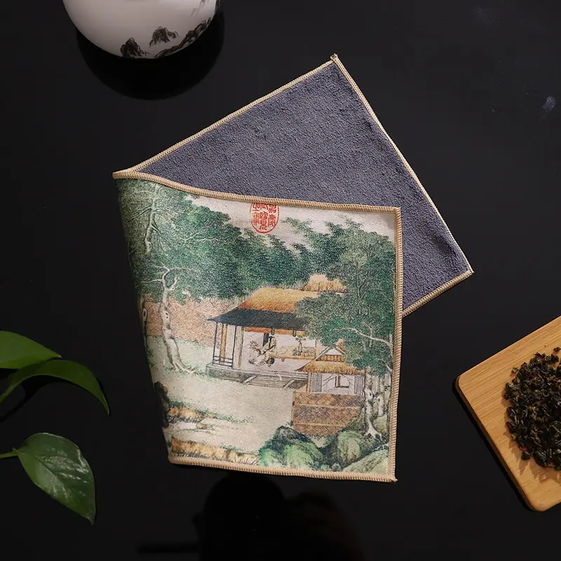 Китайское профессиональное кухонное полотенце с тряпичной росписью, супер Впитывающий высококачественный набор для чистки чая, Аксессуары для ковриков для чашек4