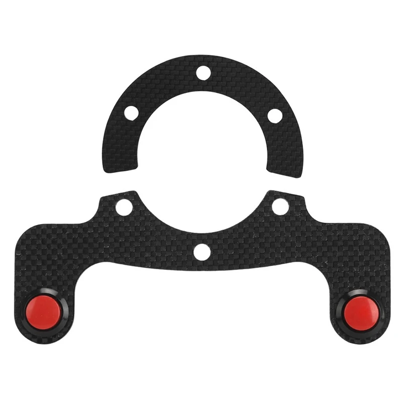 Кнопка звукового сигнала на рулевом колесе, комплекты внешних кнопок звукового сигнала из углеродного волокна для рулевого колеса с 6 болтами (двойная кнопка)0