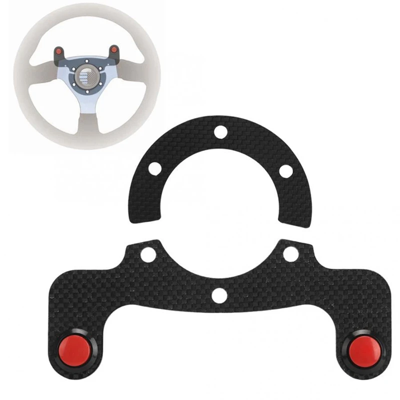 Кнопка звукового сигнала на рулевом колесе, комплекты внешних кнопок звукового сигнала из углеродного волокна для рулевого колеса с 6 болтами (двойная кнопка)3