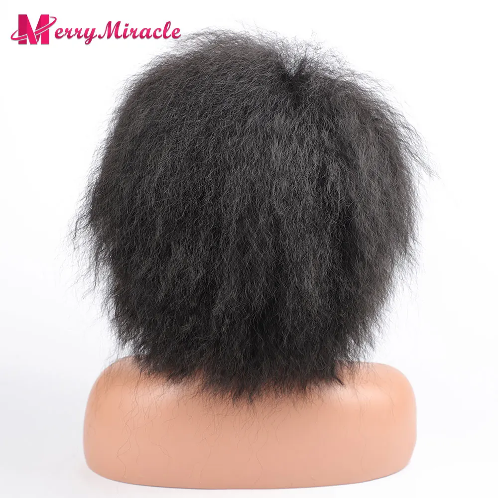 Короткий пушистый прямой синтетический парик для чернокожих женщин, кудрявые прямые волосы, афро-парики натурального цвета для женщин1