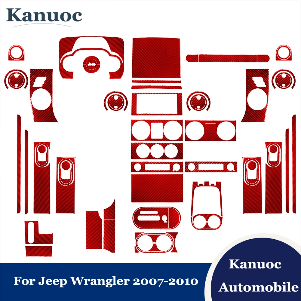 Красная наклейка из углеродного волокна для Jeep Wrangler 2007 2008 2009 2010 с автоматической коробкой передач, декоративный аксессуар для интерьера автомобиля0