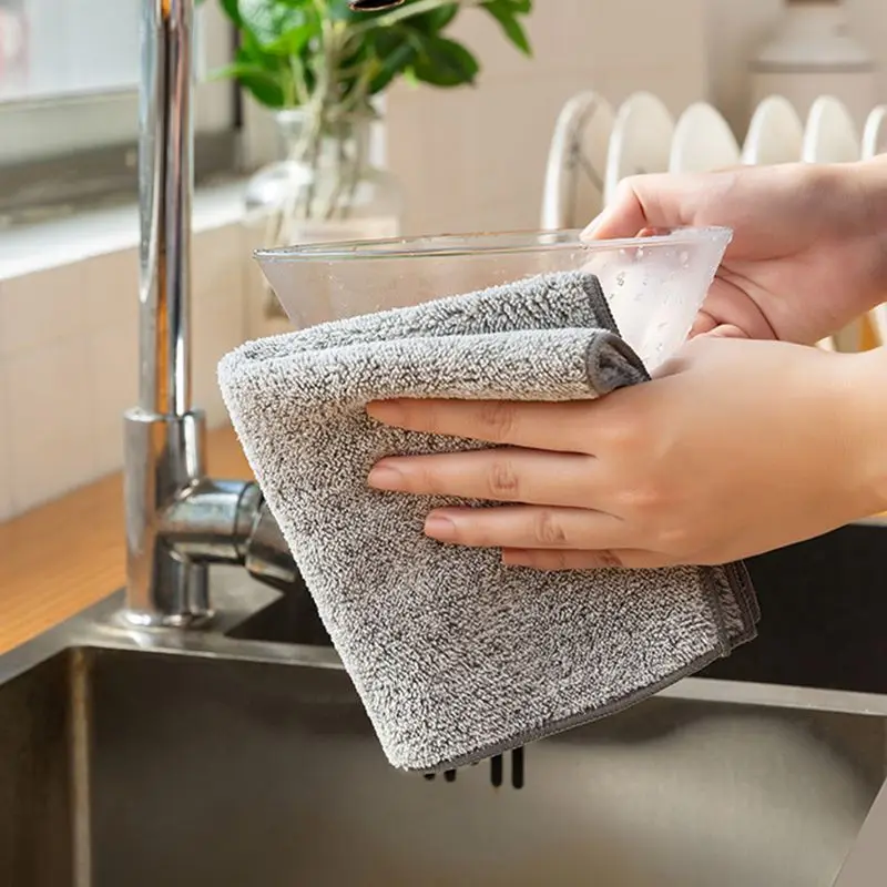 Кухонное полотенце с бамбуковым углем, бытовая абсорбирующая ткань для чистки, Кухонное полотенце из микрофибры с антипригарным покрытием, масляное полотенце, Тряпка для кухонных принадлежностей0