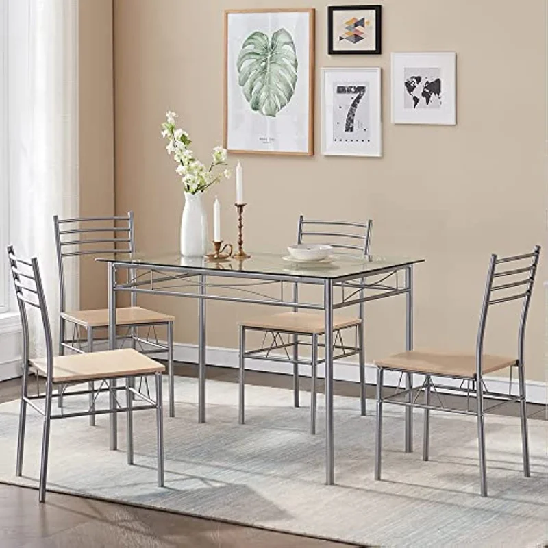Кухонные обеденные столы и стулья VECELO из 4, 5 предметов, экономия места2