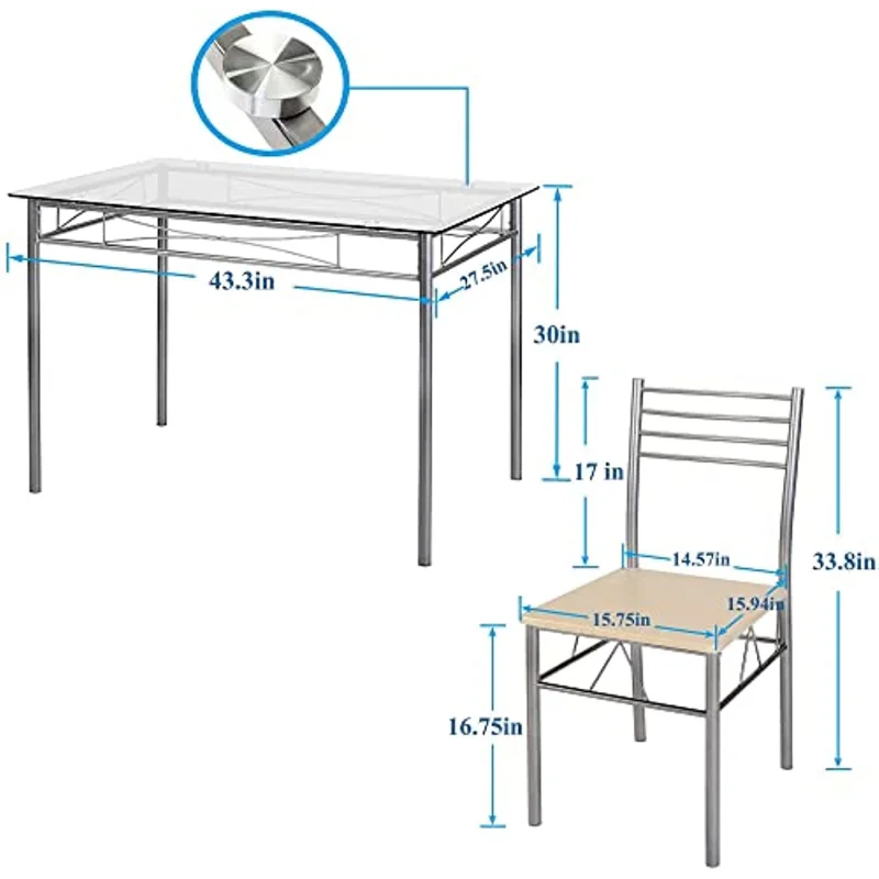 Кухонные обеденные столы и стулья VECELO из 4, 5 предметов, экономия места4