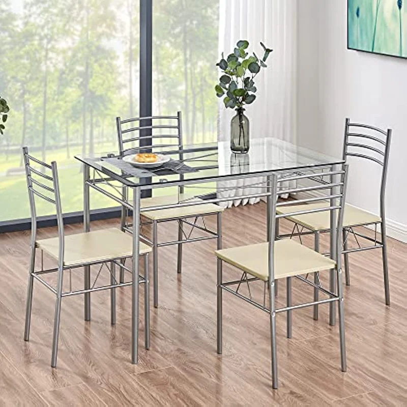 Кухонные обеденные столы и стулья VECELO из 4, 5 предметов, экономия места5