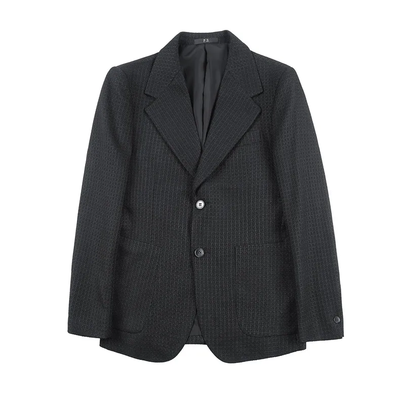 Легкий роскошный тренд, изготовленный на Заказ Темный однотонный повседневный пиджак с рисунком, Весенний офисный блейзер 2023, мужской смокинг для вечеринки, банкета5