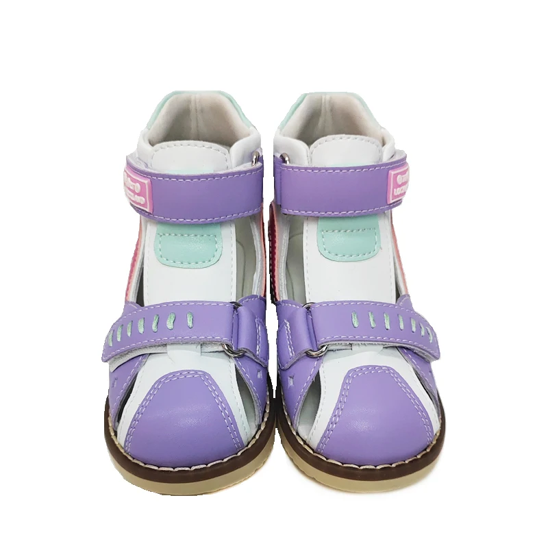 Летняя детская ортопедическая обувь для девочек, кожаные сандалии Ortoluckland с закрытым носком, плоскостопие, косолапость, поддержка лодыжки1