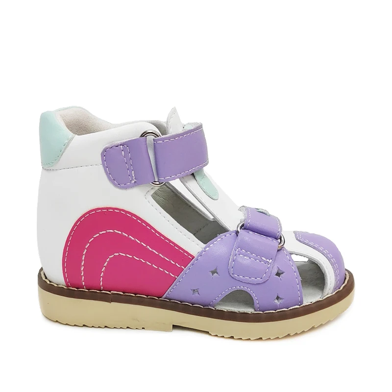 Летняя детская ортопедическая обувь для девочек, кожаные сандалии Ortoluckland с закрытым носком, плоскостопие, косолапость, поддержка лодыжки2
