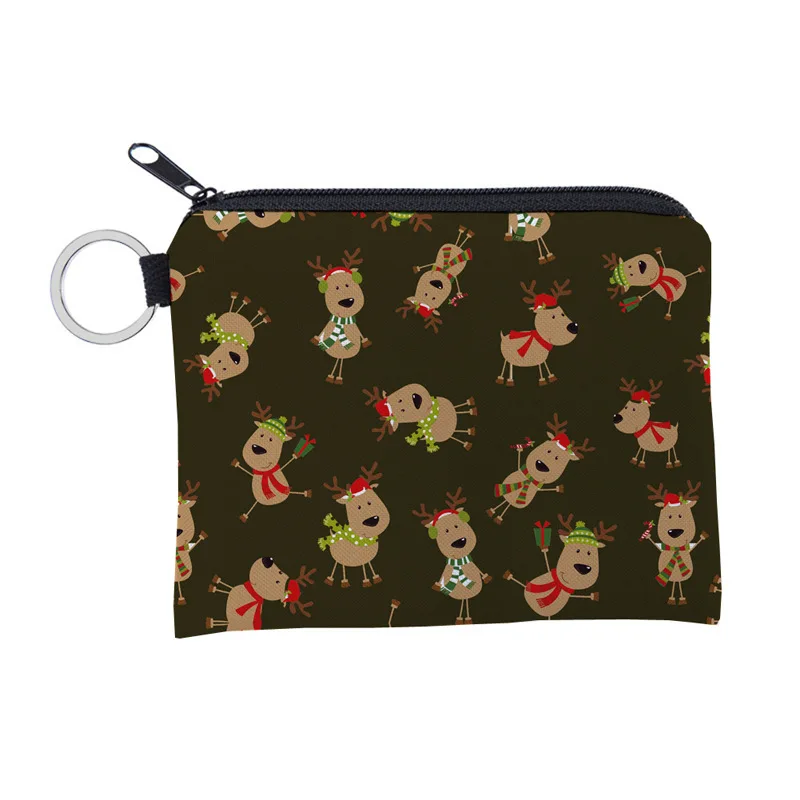 Маленький кошелек для монет с Рождественским принтом, сумка для мелочи, карманы, сумка для кредитных карт, для девочек, женщин, детей4