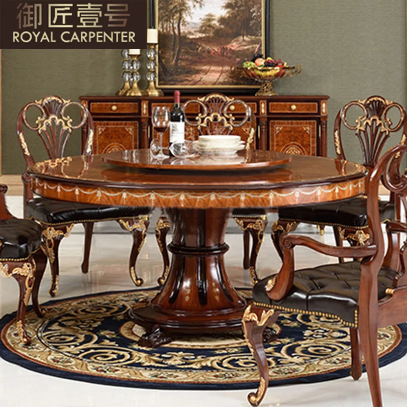 Мебель для британских ресторанов из массива дерева в европейском и американском стиле с поворотным столом, круглым столом, комбинацией стола и стула1
