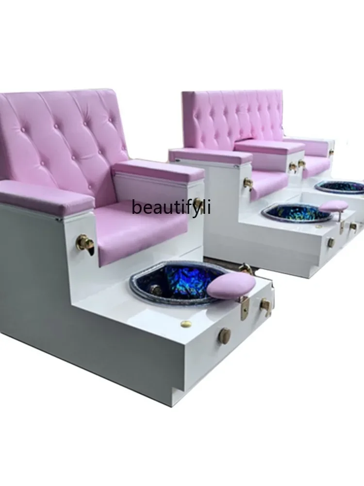 Многофункциональная одинарная двойная ванночка для ног, косметический диван для ногтей из массива дерева с подсветкой для серфинга1
