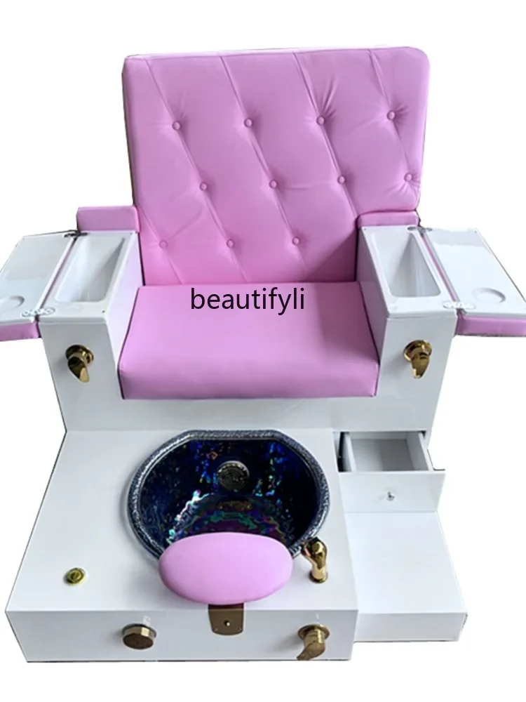 Многофункциональная одинарная двойная ванночка для ног, косметический диван для ногтей из массива дерева с подсветкой для серфинга2