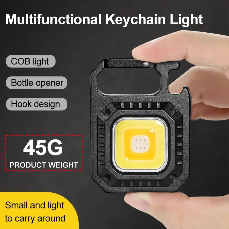 Многофункциональный Мини-светодиодный рабочий светильник COB, перезаряжаемый через USB Портативный фонарик, брелок, фонарь для кемпинга на открытом воздухе1