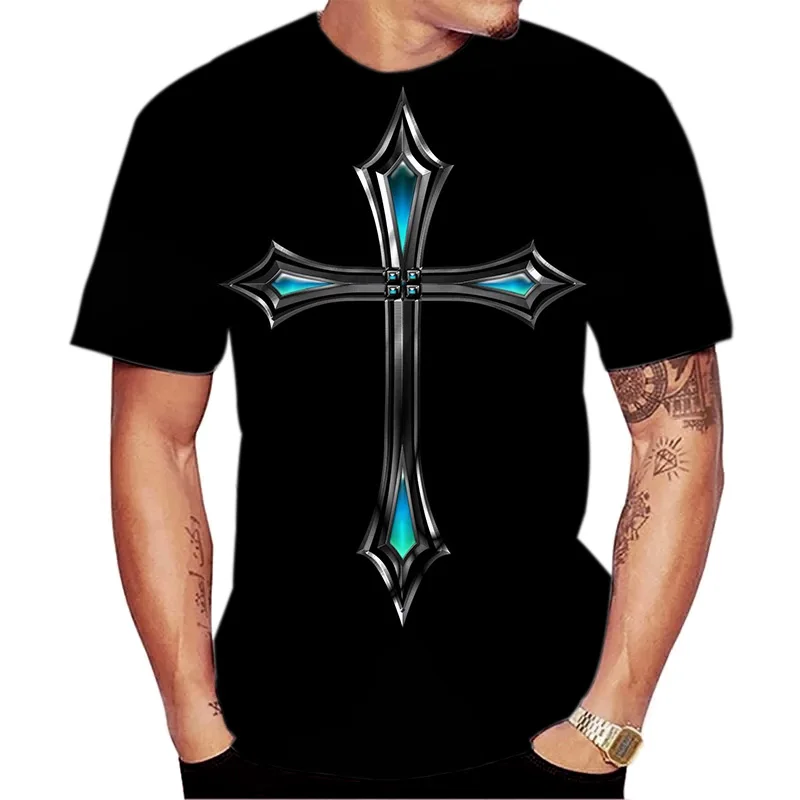 Мужская футболка с 3D-принтом Иисуса, пасхальное повседневное платье с короткими рукавами и круглым вырезом, топ большого размера1