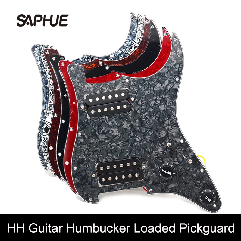 Накладка для гитары HH Электрическая и два черных хамбакера с предварительно подключенной пластиной для царапин в сборе, многоцветная0