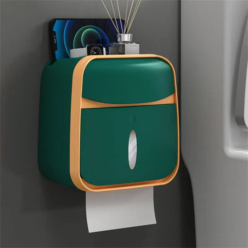 Настенная креативная коробка для туалетной бумаги, водонепроницаемый лоток, Рулонная трубка, Ящик для хранения туалетной бумаги, полка для лотков, аксессуары для ванной комнаты5