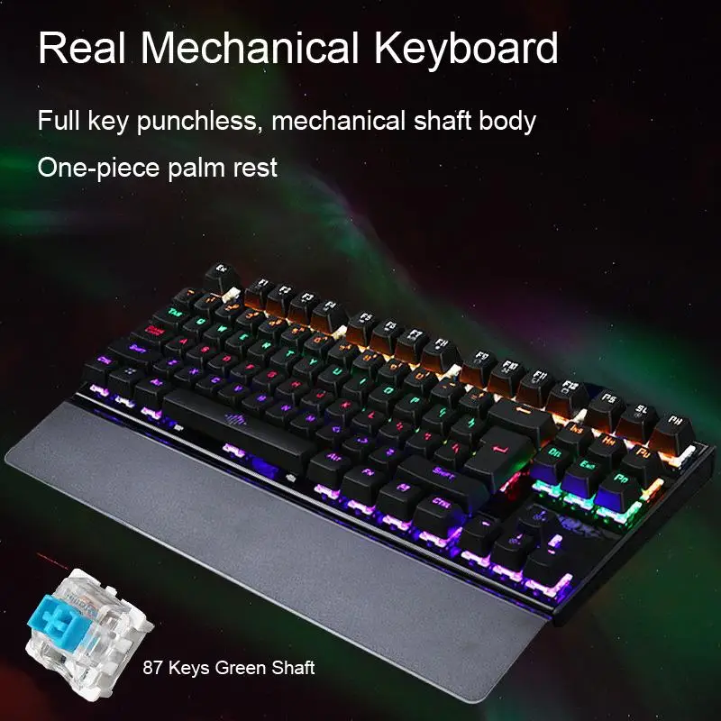 Непревзойденный игровой опыт со светящейся механической клавиатурой - игровая клавиатура Green Shaft1
