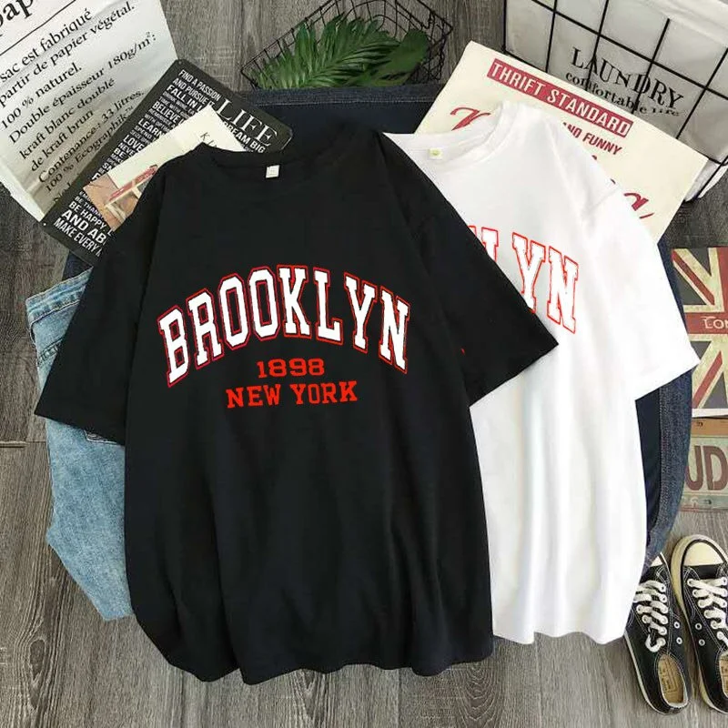 Неформальная футболка с принтом в стиле харадзюку - 1989, Нью-Йорк, регион США. Женская одежда, футболка с короткими рукавами1