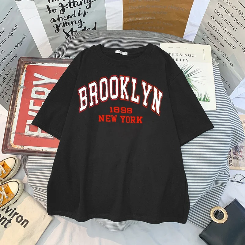 Неформальная футболка с принтом в стиле харадзюку - 1989, Нью-Йорк, регион США. Женская одежда, футболка с короткими рукавами2