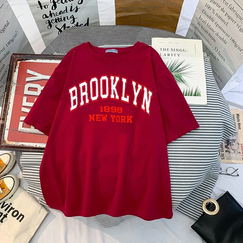 Неформальная футболка с принтом в стиле харадзюку - 1989, Нью-Йорк, регион США. Женская одежда, футболка с короткими рукавами4