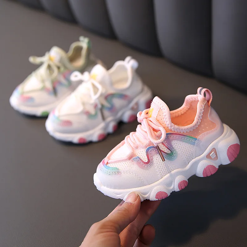 Новая весенне-летняя детская обувь для девочек, спортивная модная дышащая детская обувь, нескользящие повседневные детские кроссовки для девочек1