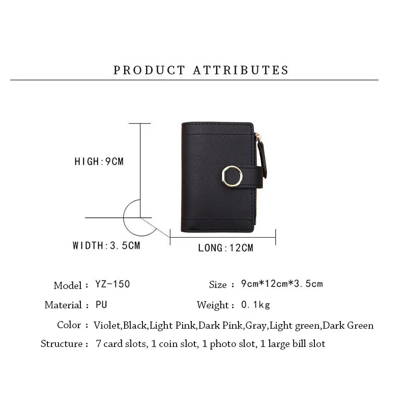 Новый модный женский кошелек-клатч с зажимом для денег, маленький брендовый кожаный кошелек на молнии, женская сумка для карт для женщин5