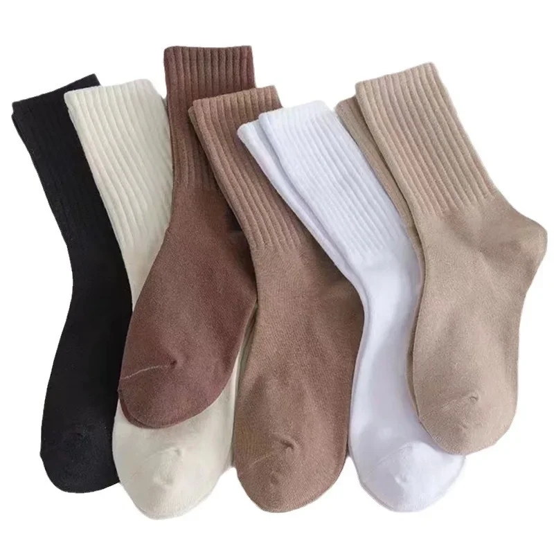 Носки женские осенне-зимние новые однотонные носки с высоким носком, носки с ворсом, тренд в тюбике, чулки на женский день3