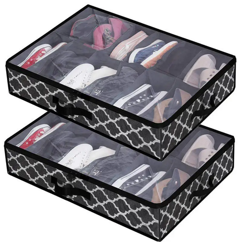 Органайзер для хранения обуви под кроватью Ящик для хранения обуви под кроватью Прочный контейнер для шкафа Коробка для мотыг с гладкой застежкой-молнией Шкаф для хранения4