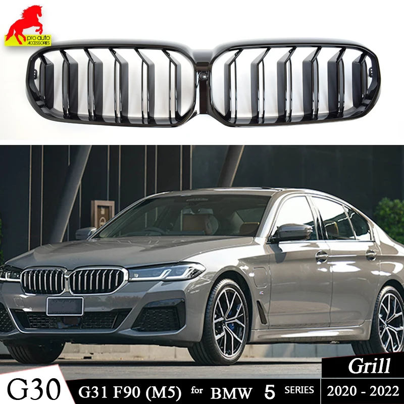 Передняя Решетка Радиатора Черная Решетка Капота для BMW 2020 - 2023 5 Серий G30 G31 LCI 525d 530i 530d 535i 535d M5 F90 Гоночные Решетки0