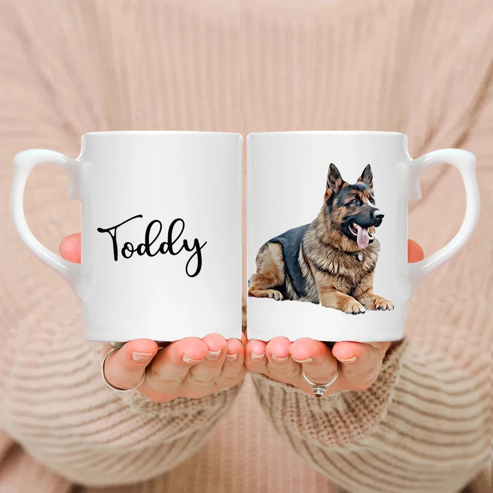 Персонализированная кружка с вашей фотографией, изготовленная на заказ чашка для собак и кошек, Белые керамические кофейные чашки, текстовое название на кружках, неожиданный подарок2