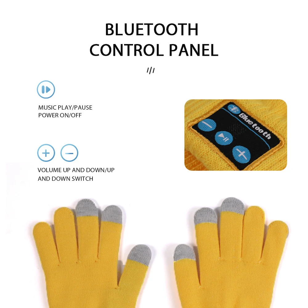 Перчатки с Bluetooth, позволяющие отвечать на телефонные звонки, перчатки с аудиогарнитурой, двухдиапазонная музыка, теплые перчатки с сенсорным экраном, теплые вязаные5