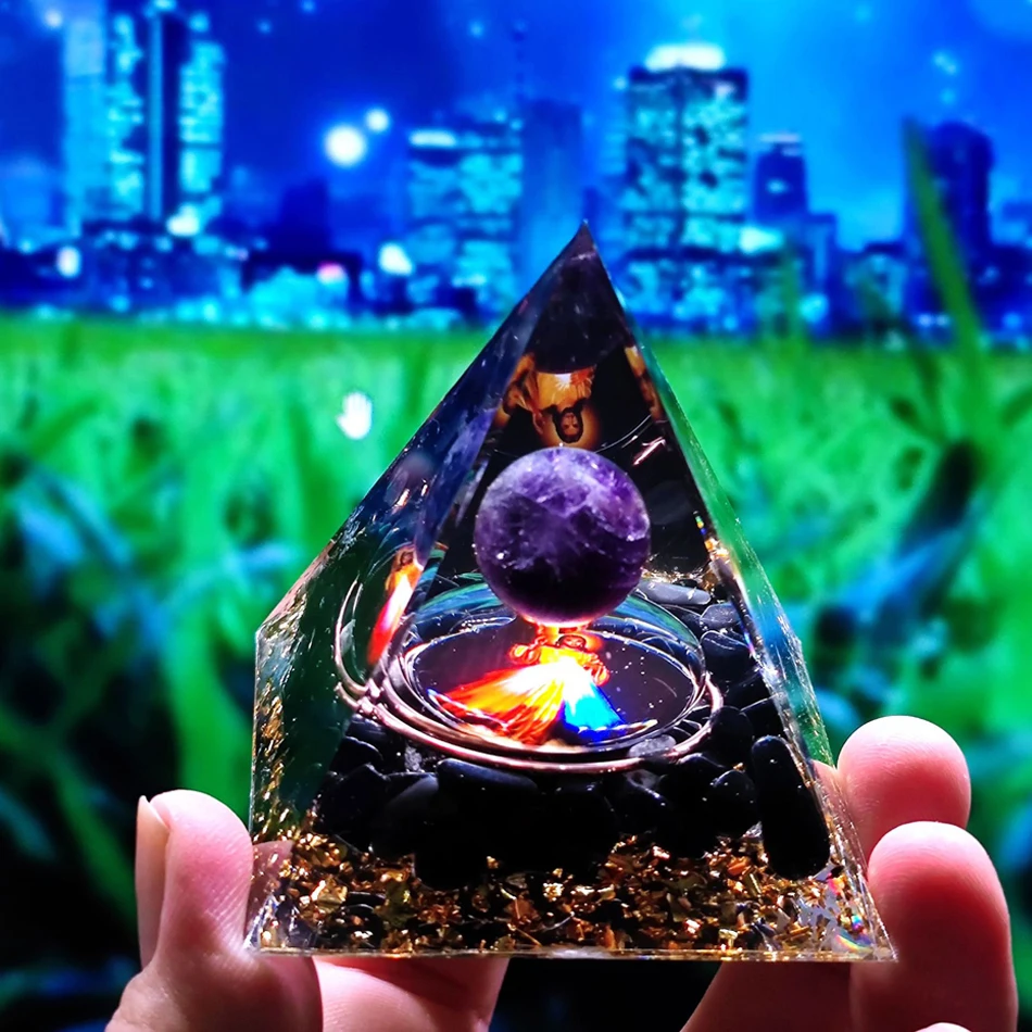 Пирамидальные кристаллы оргонита Генератор энергии оргона из натурального камня Исцеляющие украшения для медитации на чакрах Рейки Ремесла Офисный декор4