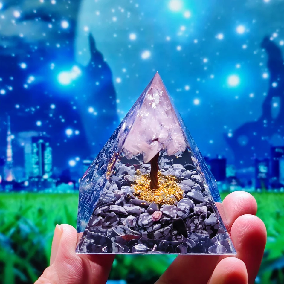 Пирамидальные кристаллы оргонита Генератор энергии оргона из натурального камня Исцеляющие украшения для медитации на чакрах Рейки Ремесла Офисный декор5
