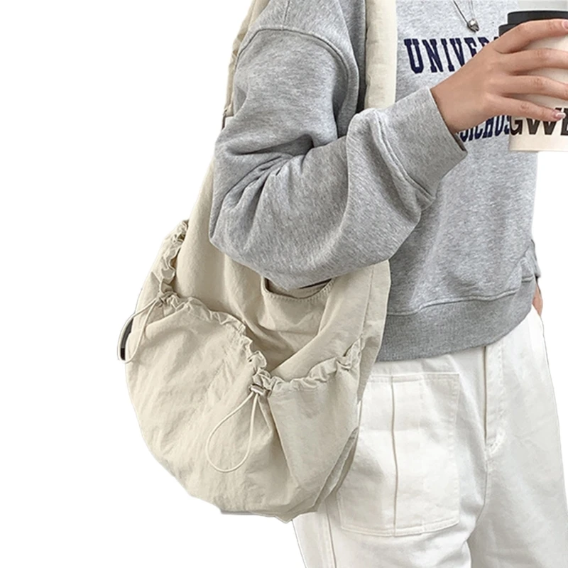 Плиссированные сумки через плечо, сумки через плечо, модная однотонная сумка большой емкости3