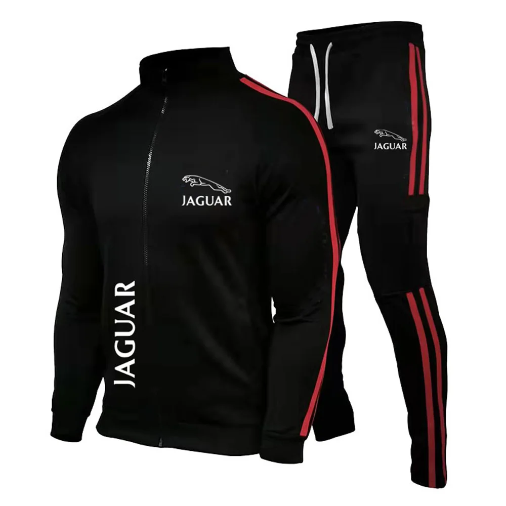 Повседневный модный спортивный костюм с логотипом Jaguar, мужской воротник-стойка, Высококачественный костюм для фитнеса на открытом воздухе, костюм для бега1
