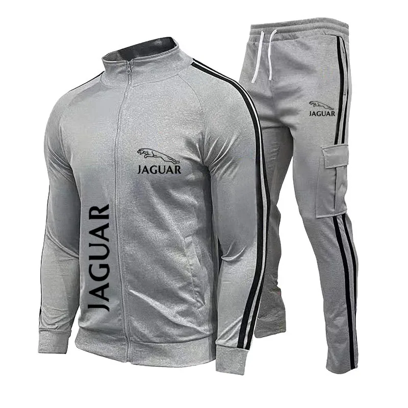 Повседневный модный спортивный костюм с логотипом Jaguar, мужской воротник-стойка, Высококачественный костюм для фитнеса на открытом воздухе, костюм для бега4