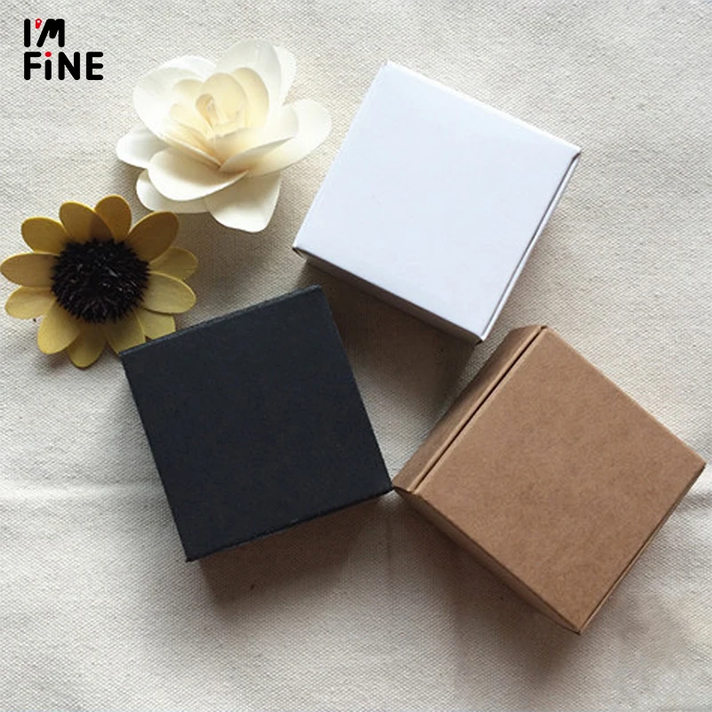Подарочная коробка из черного картона 13 размеров, белая упаковочная бумага, картонная коробка, крафт-бумага, упаковка для мыла ручной работы, складная коробка для рукоделия0