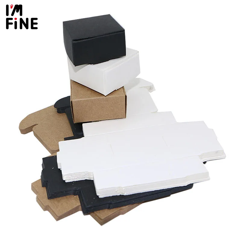 Подарочная коробка из черного картона 13 размеров, белая упаковочная бумага, картонная коробка, крафт-бумага, упаковка для мыла ручной работы, складная коробка для рукоделия1