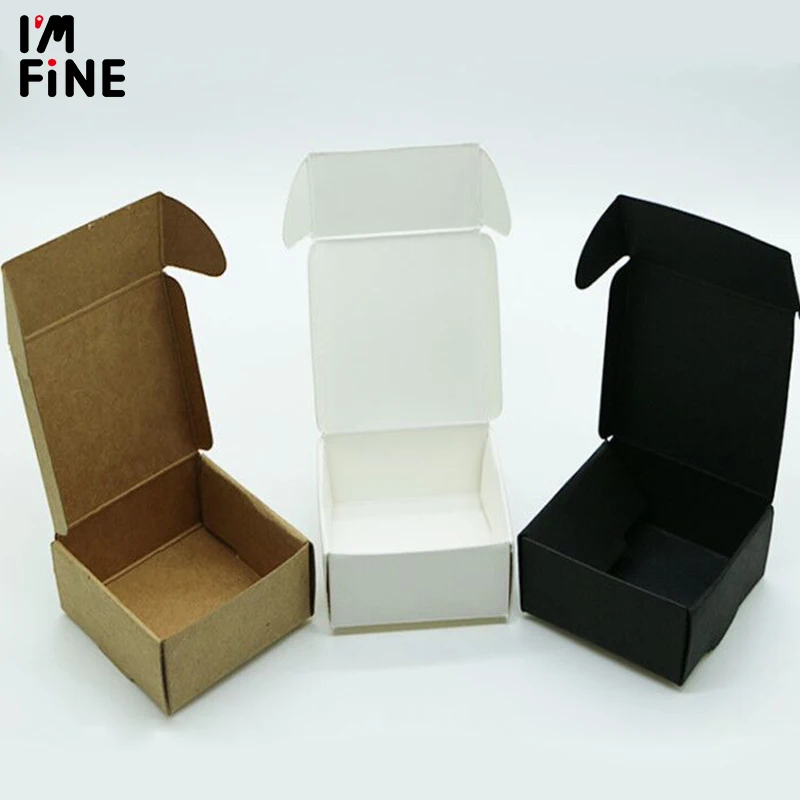 Подарочная коробка из черного картона 13 размеров, белая упаковочная бумага, картонная коробка, крафт-бумага, упаковка для мыла ручной работы, складная коробка для рукоделия2