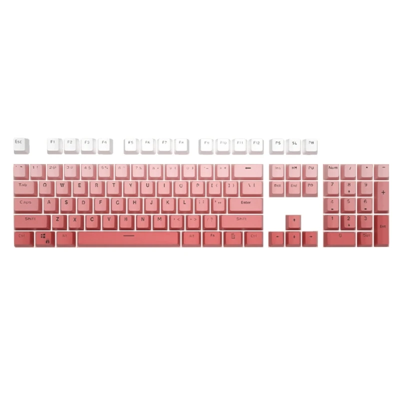 Полупрозрачные колпачки с подсветкой из PBT для 104 клавиш механическая клавиатура Набор клавишных колпачков Double-Shot Pink для MX-переключателей0