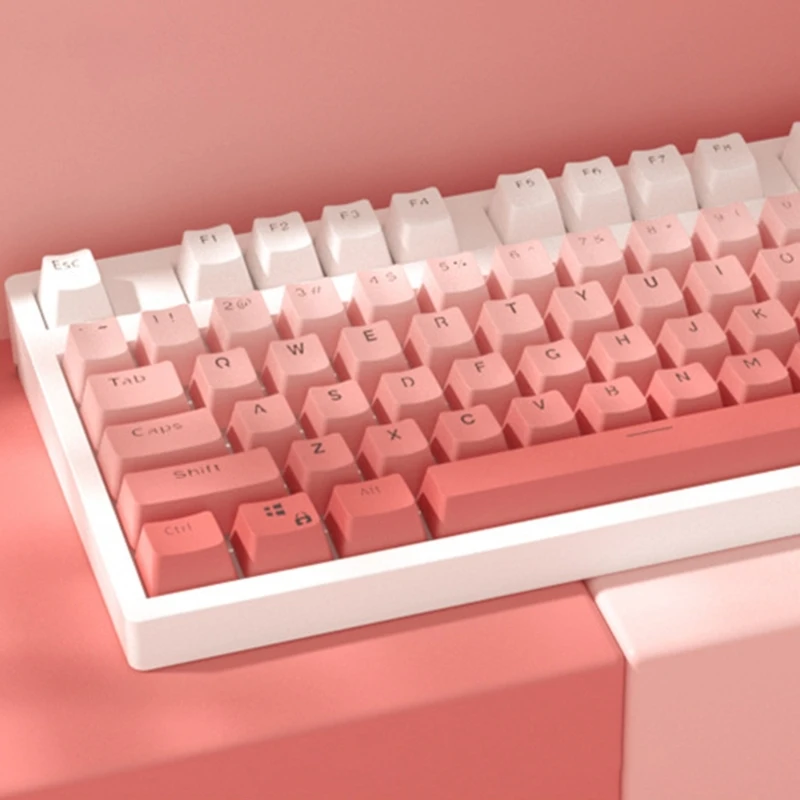 Полупрозрачные колпачки с подсветкой из PBT для 104 клавиш механическая клавиатура Набор клавишных колпачков Double-Shot Pink для MX-переключателей1