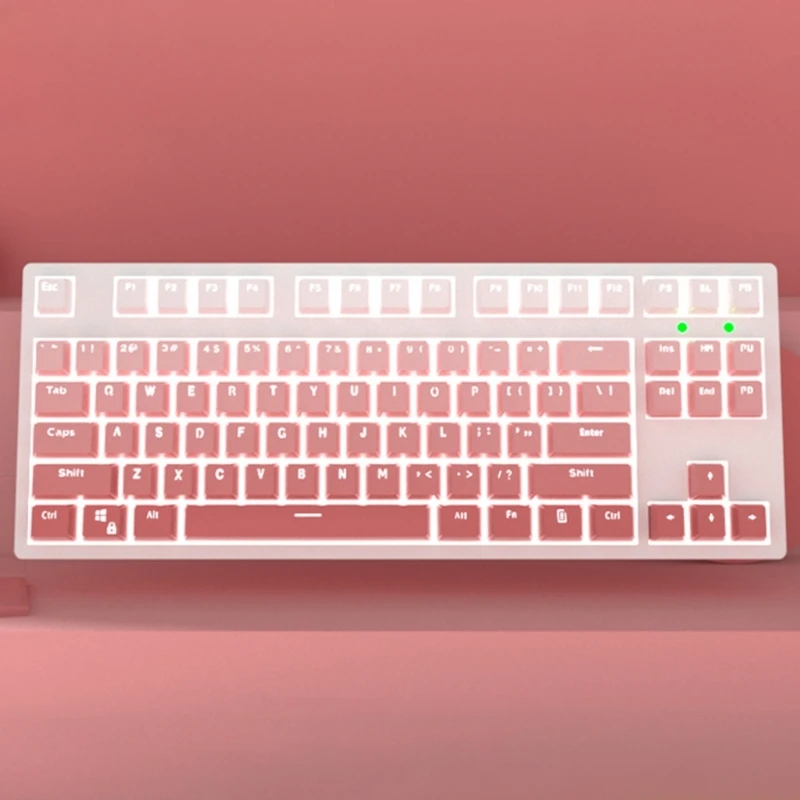 Полупрозрачные колпачки с подсветкой из PBT для 104 клавиш механическая клавиатура Набор клавишных колпачков Double-Shot Pink для MX-переключателей2